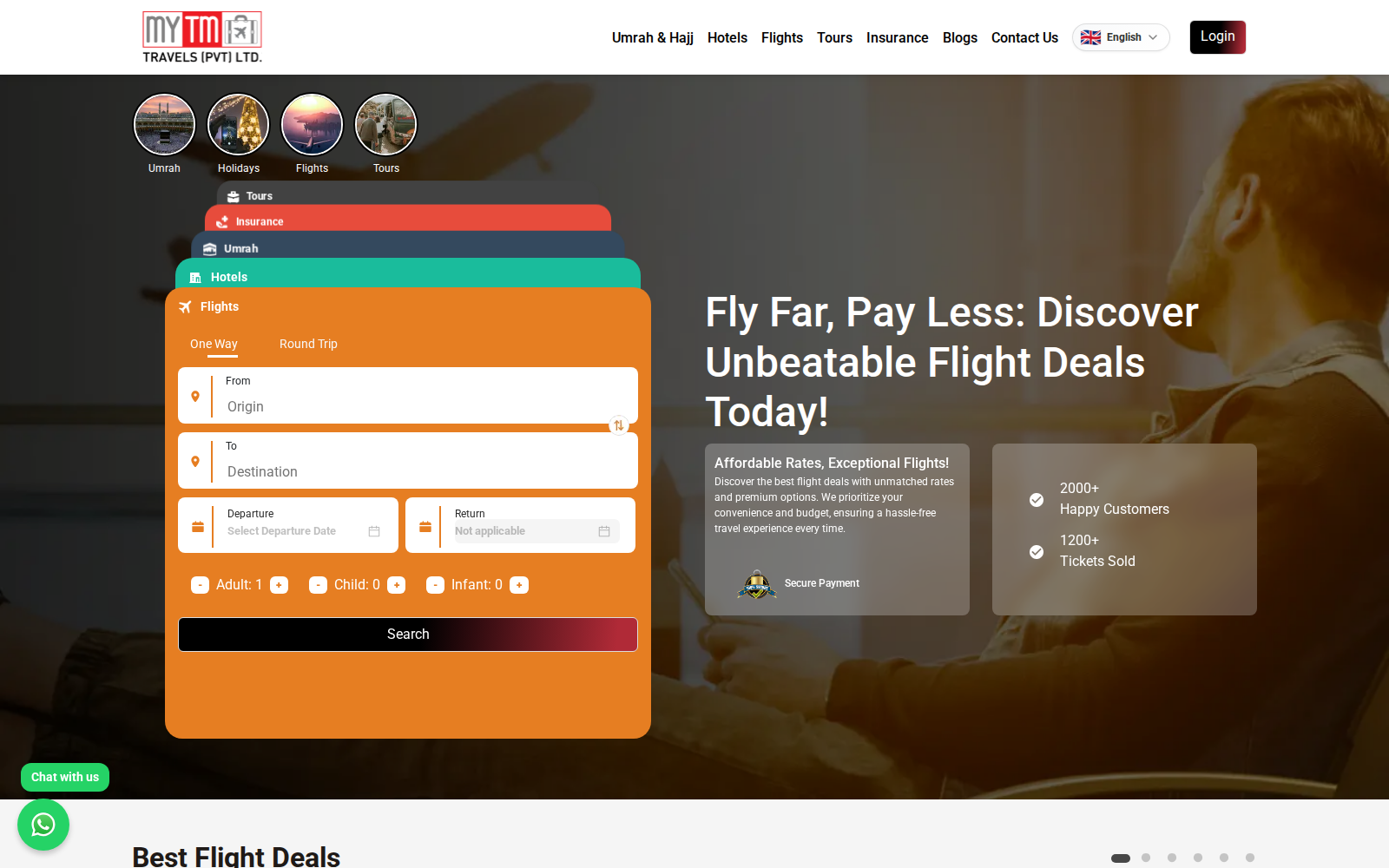 MYTM Travels homepage screenshot
